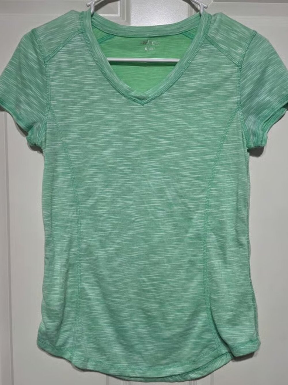 BCG Women's Small Green V-Neck T-Shirt Short Sleeve Top